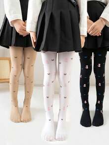 2 件儿童卡通印花舞蹈紧身裤，多功能连体裤 - 黑色 - 查看 3