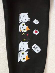 3 件套女童舒适内衬裤子，动物印花，柔软针织羊毛面料，休闲冬装，粉色、灰色和黑色，略有弹性，可机洗，涤纶混纺，适合秋冬季女童，女童服装，非常适合户外运动，涤纶运动裤，常规版型长款运动服，适合 12 岁及以下 - 彩色 - 查看 8