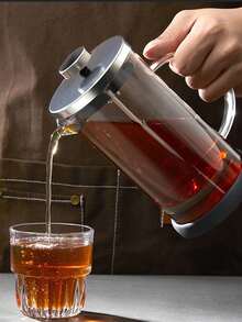 1 PIEZA Cafetera de émbolo francés, jarra de vidrio borosilicato de doble pared aislada, ensamblaje de filtro/émbolo de acero inoxidable apto para lavavajillas, base de silicona extraíble, cafetera de émbolo fácil de limpiar, juego de olla para espresso y té para el hogar y la oficina - Elegante y fácil de limpiar cafetera para preparar bebidas