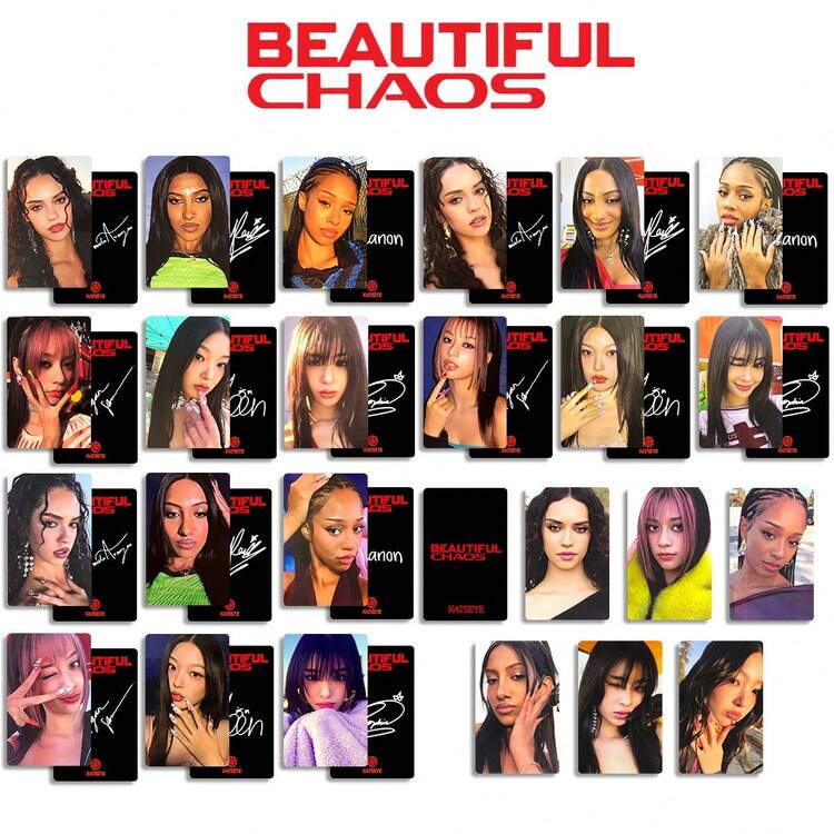6 张 KATSEYE/Kpop/BEAUTIFUL CHAOS 收藏卡，优雅的纪念卡，可存放在卡夹、钱包、护照中，也是旅行照片的绝佳道具，也是送给朋友的完美礼物 - 彩色 - 查看 2