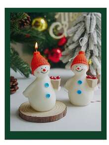 Christmas Snowman Shaped Scented Candle, Christmas Gift Candle Home Decor Christmas Decorations Room Decor, Christmas Gifts - Multicolor - View 3