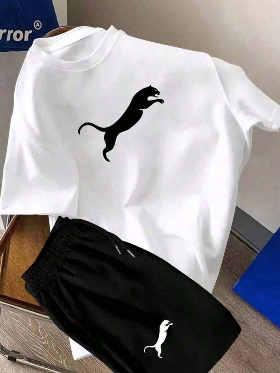 Tectel Men's 2-Piece T-Shirt & Casual Shorts Set Summer New - 白色 - 查看 1