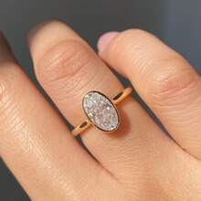 1pc Fashionable Cubic Zirconia Oval Center Stone Women's Commuter Ring - Personalized Rings - View 12