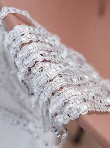 1 pièce Rideau à rayures colorées avec bordure de perles sequins