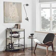 SoBuy FKW56-HG, Modern Design 3 Tiers Kitchen Trolley Serving Trolley With Wine Rack Metal & MDF - Grey - View 3