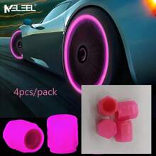 KELEEL 4/8 Pcs Bright Neon Glow-In-The-Dark Tire Valve Caps - Hexagonal Durable ABS Plastic, Fit For Cars, Bicycles, Motorcycles - Fits All Wheel Rim Sizes, Stylish Vehicle Accessories, Bike Accessories, Motorcycle Accessories, Stylish Wheel Caps, Glowindark Feature