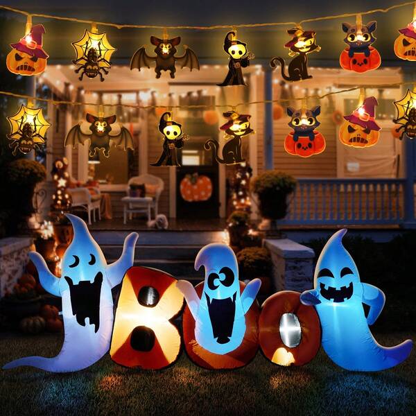 1 PIEZA, Guirnalda de luces LED de calabaza, fantasma y murciélago de colores mixtos para Halloween, luz de ambiente para fiesta, decoración de festival (estilo caja de batería Decoración de Halloween para habitación, decoración de jardín de Halloween como regalo, decoración navideña de hadas, decoración de festival)