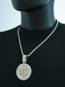 1 件男女通用个性化符号圆形吊坠项链，时尚百搭项链配饰
