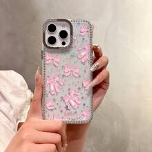 1 pieza Funda de teléfono con lazo rosa de moda y patrón de estrella de rhinestone, resistente a la suciedad, anti-contaminación, carcasa dura de PMMA a prueba de golpes, funda de teléfono personalizada compatible con Apple 11, 11 Pro, 11 Pro Max, 12, 12 Pro, 12 Pro Max, 13, 13 Pro, 13 Pro Max, 14, 14 Pro, 14 Pro Max, 14 Plus, adecuada como regalo para novia, familia, amigos, abuelos, parejas, aniversario, cumpleaños, graduación, boda, baile de graduación, Día de la Madre, Día del Padre