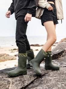 Couple's Rain Boots, Women's Mid-Calf Waterproof Shoes, Men's Rain Boots, Anti-Slip Water Shoes, Thick Sole Kitchen Boots, Elastic Ankle