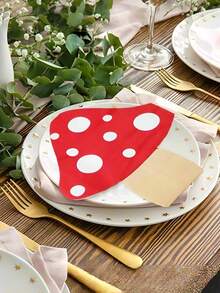 20/40 件双层蘑菇餐巾 - 红色蘑菇图案配白色圆点，森林魔法图案，双层耐用，适合万圣节、圣诞节、感恩节、新年、复活节派对和秋季仙女花园及淋浴活动，森林主题派对用品 - 彩色 - 查看 1