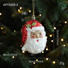 新款红白闪光塑料挂饰，卡通圣诞树挂饰，橱窗展示家居装饰，圣诞装饰，房间装饰，冬季圣诞装饰，家居圣诞礼物，圣诞装饰品 - 彩色 - 查看 4