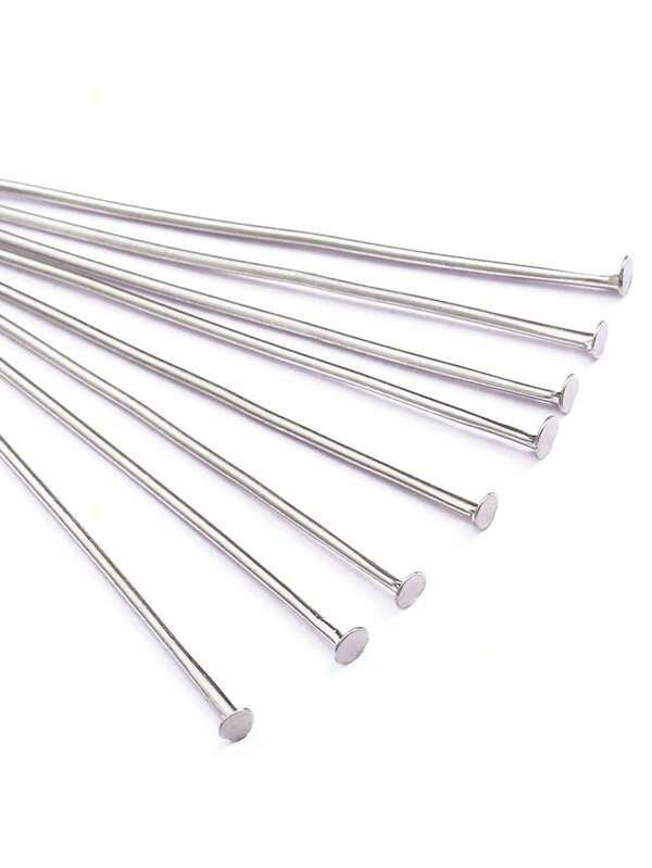 beadia 200pcs Iron Alloy T-Pins, Flat Head, Silver Color, Length 16-50mm, Suitable For DIY Bracelets, Necklaces, Earrings, Hair Clips And Other Handmade Jewelry Accessories