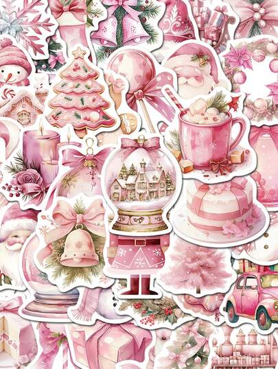 SCXXBSW 50 buc roz Crăciun desene animate graffiti autocolante decorative pahare de apă notebook bagaje autocolante impermeabile