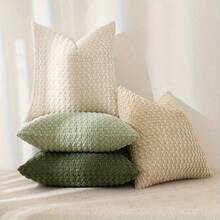 4 fundas de almohada de terciopelo suave con diseño moderno de doble cara para sofá, respaldo de silla de oficina, fundas de cojín para mesita de noche y fundas de cojín decorativas lavables a máquina para sofá y cama. - Conjunto de cuatro piezas verde oliva - Ver 6