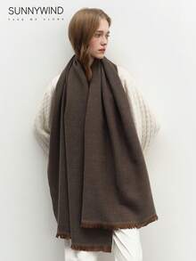 1 pieza Bufanda de unicolor versátil para mujer, adecuada para ir al trabajo y uso diario con vestidos - café - Ver 5