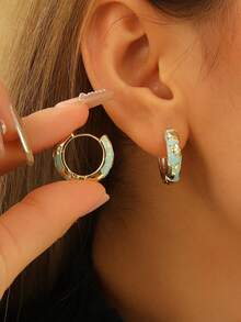 1 Pair Fashion New Style Gold Plated Copper Material Flower Pattern Enamel Cloisonne Hoop Earrings Jewelry For Women Girls