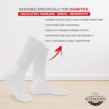 Diabetic Crew Socks Mens, Womens Loose Fit - 3 Pairs - 白色 - 查看 5