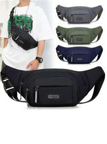 1个【超薄尼龙腰包】超薄尼龙男士腰包 | 轻便防盗斜挎包，适合运动、户外探险和都市旅行。大容量多功能腰包 - 运动腰包，配有可调节肩带、多个拉链口袋，可存放手机、钥匙、现金和必需品，黑色，多功能腰包，拉链封口。