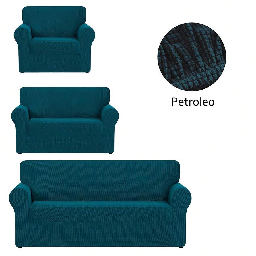 AMOROSA Juego De 3 Fundas Elásticas Para Sofá (1 Plaza, 2 Plazas, 3 Plazas) Cubre Sillones Para Sala Cobertura Completa Antideslizante Lavable Cómoda Y Ajustable Para Salas Para Casa