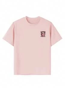 Tween Girl Graphic Print Crew Neck T-Shirt, Summer Top - Pink - View 6