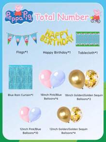 Hasbro 156件套官方授权餐具及气球套装，包括盘子、杯子、餐巾纸、气球、礼品袋、派对帽、横幅、桌布、彩纸屑、贴纸、粉色主题生日装饰品 - 藍色 - 查看 8