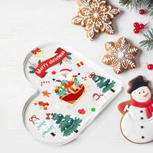 Decoración navideña de acrílico con forma de corazón: Lindo Papá Noel y Casa de Jengibre | Ideal para mesa (hogar/oficina) - Regalo festivo, encantador y único