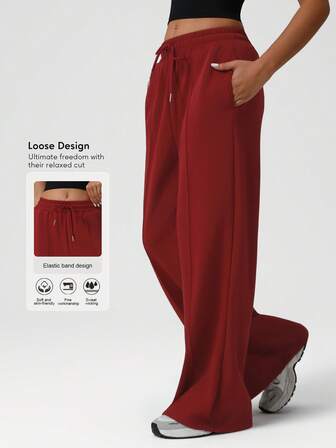 Sodalemon Kvinnor Dragsko Lös Träning Yoga Sidofickor Utomhus Casual Sportbyxor