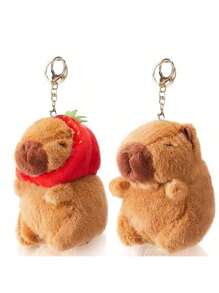Capybara Plush Keychain Toy Realistic Cute Capybara Stuffed Animals Toy Capybara Pendant For Backpack Handbag Birthday Gift,Stuffed Toy,Pink Capybara,Capybaras - Multicolor - View 5