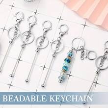 10pcs DIY Keychain Making Kit With Beads, Stick Pins & Clasps – Cute Stuff For Crafting Custom Keychains, Bag Charms & Handmade Jewelry, Ideal Gifts For Teens & Adults - Bạc - Xem 2