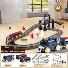 儿童益智趣味大型电动火车轨道车，电动高速火车模型带轨道，DIY拼图组装多种轨道形状，场景模拟防撞，男孩玩具礼物（配件颜色和款式随机） - 彩色 - 查看 11