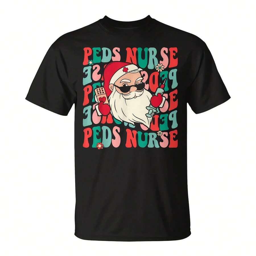 Groovy Peds Nurse Cistmas Pediatric Nurse T-Shirt - 黑色3 - 查看 1