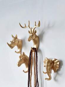 3D Animal Wall Hook Head Sucker Hanging Hooks Storage Rack Key Holder Organizer Coat Hat Hanger Home Decor - Multicolor - View 1