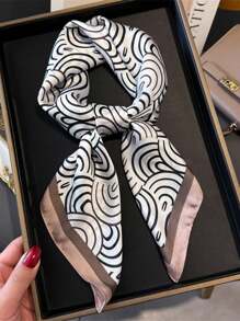 1pc Bandana With Geometric Print, Versatile Headband/Scarf/Neckerchief For Daily Use