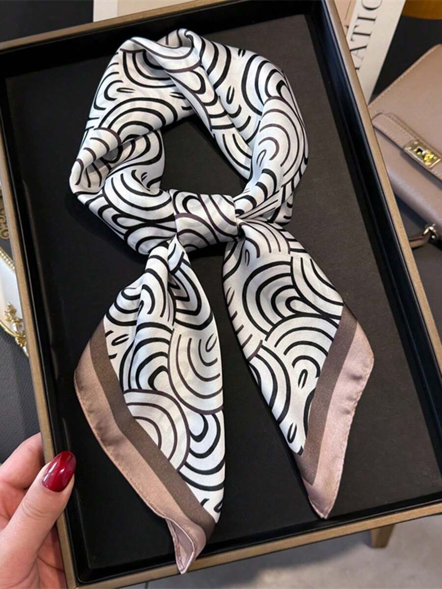 1pc Bandana With Geometric Print, Versatile Headband/Scarf/Neckerchief For Daily Use