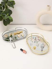 1 件椭圆形托盘，奢华风格储物托盘，浴室梳妆台化妆品收纳盒，家用多功能桌面托盘，茶几，水杯，女士返校家居装饰礼物 - 彩色 - 查看 4