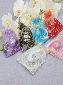 一套星月吊坠手链戒指，带夜光计数袋，斋月祈祷套装，星月印花礼品袋，斋月礼物，电子念珠戒指斋月计数器 - 彩色 - 查看 2