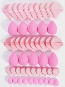5/10/20/30/40/50/60/80PCS Makeup Tools Set Including:10PCS Makeup Sponges For Liquid Makeup+10PCS Mini Makeup Sponges For Liquid Makeup+10PCS Triangle Powder Puffs For Loose Powder And Makeup Setting+10PCS Air Cushion Powder Puffs For Facial Makeup+10PCS Mini Air Cushion Powder Puffs For Facial Concealer Makeup,Giveaways,Travel,Cheap Stuff,Travel Essential - Pink - View 13