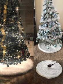 1pc 30/35inch Christmas Tree Plush Skirt Soft Classic Fluffy Fluffy Xmas Tree Skirts For Christmas Thanksgiving Holiday Decoration New Year Party, Holiday, Romantic Market Indoor Outdoor Home Decor Christmas Decorations Winter Room Decor Christmas Decorations Home Christmas Gifts Christmas Decor