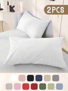2 件枕套，多种尺寸枕套，信封封口，柔软枕套，抗皱、防褪色、防污，适用于卧室、沙发、客厅、家居装饰，不含枕芯，秋季装饰，房间装饰，返校，学校用品，白色、粉色、黑色、海军蓝、米色、灰色、绿色、蓝色、绿色 - 彩色 - 查看 56