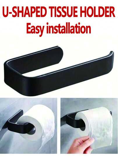 2/1 件多功能加厚纸巾/保鲜膜壁挂支架，无需钻孔 - 易于安装，适用于浴室、厨房、卧室、办公室、吧台、梳妆台、水平或垂直安装，多用途存储小物品、发带、帽子