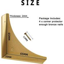 KYIEN Gold Metal Corner Protector 65MM 4 Pack Decorative Corner Brackets For Wood Furniture Sliding Barn Door Table Desk Antirust Zinc Alloy Cover Guard With Screws