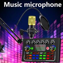 播客设备套装，带语音转换器和 BM800 电容麦克风的音频接口，非常适合录音、广播、直播的音频混音器，