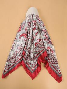 1条复古美式风格头巾，街头时尚佩斯利花纹和豹纹印花头巾，女士防晒头带 - 彩色 - 查看 2