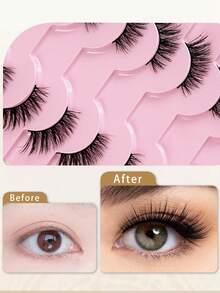 Ouye3 Fox Slant Flying False Eyelash Half Eyelash Thick Curling Fiber 10 Pair Set Eyelash