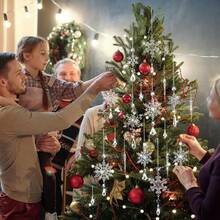 Crystal Clear Christmas Ornaments Acrylic Snowflake Icicles Pendants Winter Party Holiday Xmas Tree Hanging Decorations