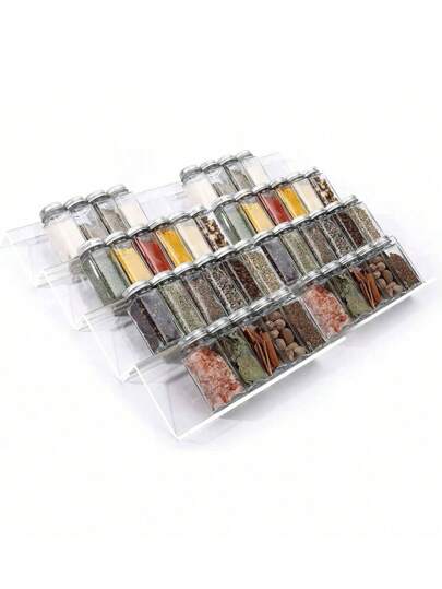 1/2/4pcs Spice Drawer Organizer Tray, Expandable, Acrylic Material, Organize Kitchen Drawers, Spice Jar Racks, Cabinets, Pantry, Countertops, Kitchen Accessories, Spice Jar Storage Organizer, Jars Not Included