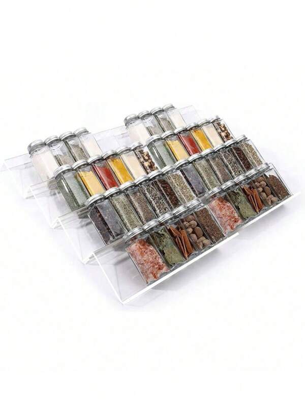 1/2/4pcs Spice Drawer Organizer Tray, Expandable, Acrylic Material, Organize Kitchen Drawers, Spice Jar Racks, Cabinets, Pantry, Countertops, Kitchen Accessories, Spice Jar Storage Organizer, Jars Not Included