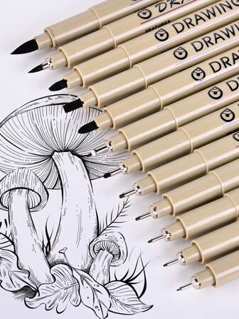 3pcs/4pcs/5pcs Painting And Art Micro Fine Line Pens, Drawing Needle Pens Suitable For Diaries, Line Drawing, Comic Lines, Sketching And Watercolour Painting Art Supplies