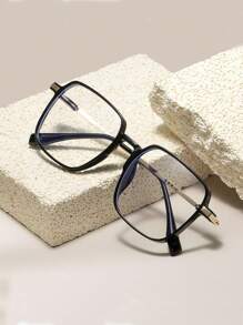 1Pc Fashion Vintage Metal Oversize Square Frame Eyeglasses For Women -Flash Rhinestone,Sparkling Glitter, Chic Lightweight Eyeglasses, High Quality ,Suitable For Daily Use,Phone Computer Reading Goggles